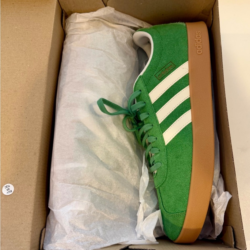 Adidas VL Court 2.0 Green Suede Low-Top Sneakers w/Gum Sole Mens 11.5 New w/Box - Picture 9 of 10